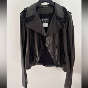 Chanel black lambskin leather jacket
